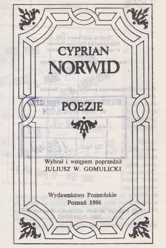 Cyprian Norwid Poezje