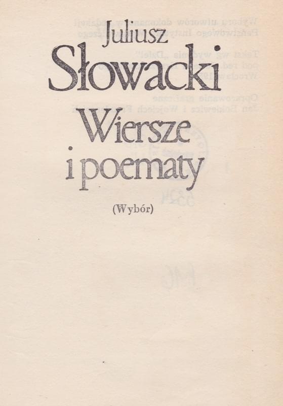 Słowacki Wiersze i poematy