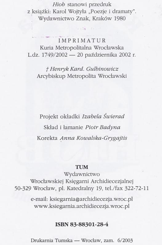 Karol Wojtyła Hiob