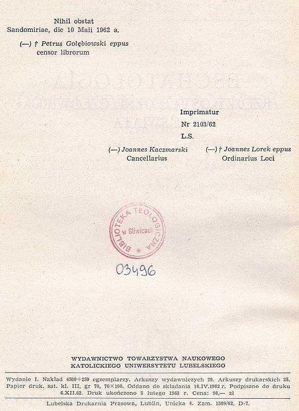 Dogmatyka Katolicka Eschatologia Piekło