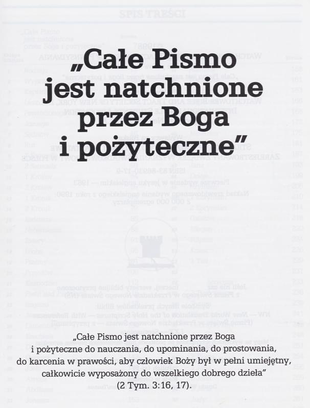 Całe Pismo jest natchnione przez Boga i pożyteczne