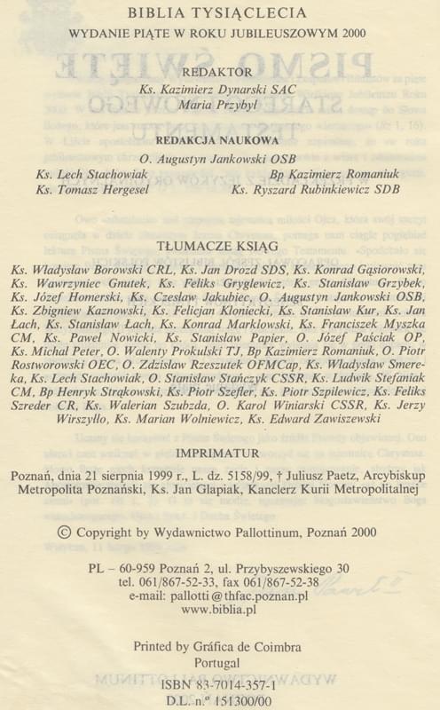 Biblia Tysiąclecia wyd. V