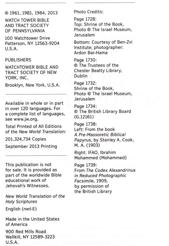 The New World Translation of the Holy Scriptures