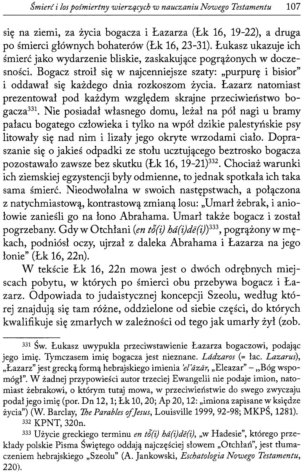Perspektywa eschatologiczna proegzystencji wierzących w przekazie Pisma Świętego