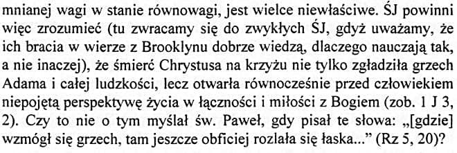Wiara Świadków Jehowy nie prowadzi do zbawienia