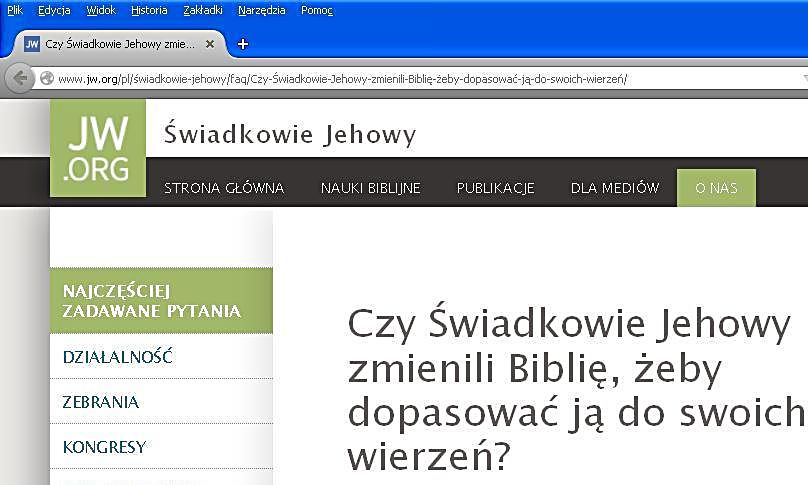 Czy Świadkowie Jehowy zmienili Biblię