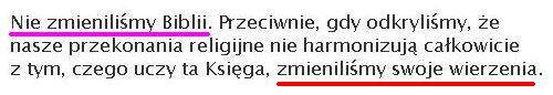 Informacja na stronie Świadków Jehowy