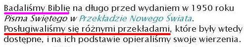 Informacja na stronie Świadków Jehowy