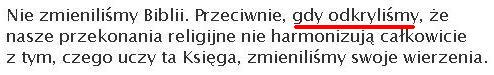 Informacja na stronie Świadków Jehowy