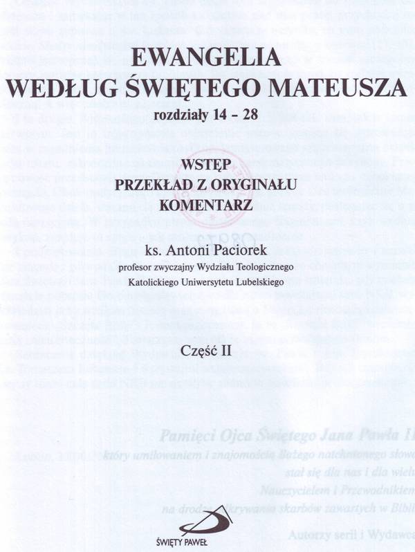Ewangelia wg. św. Mateusza