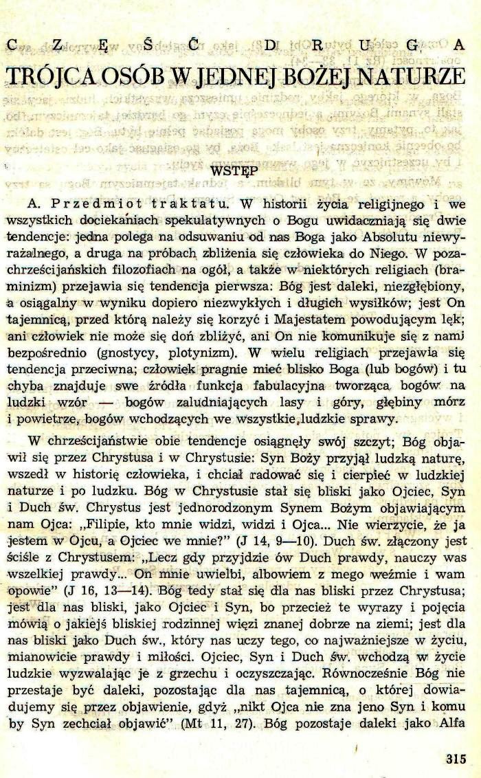 Dogmatyka Katolicka, Bóg jeden w Trójcy Osób