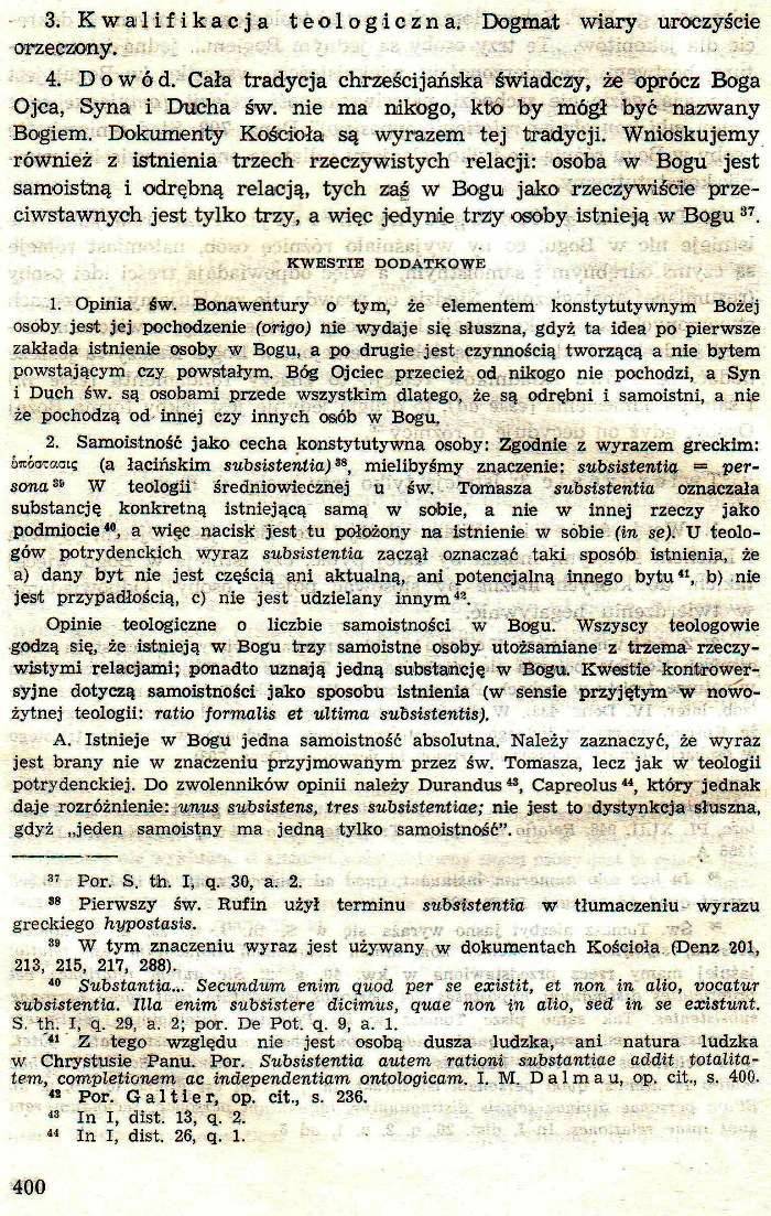 Dogmatyka Katolicka, Bóg jeden w Trójcy Osób
