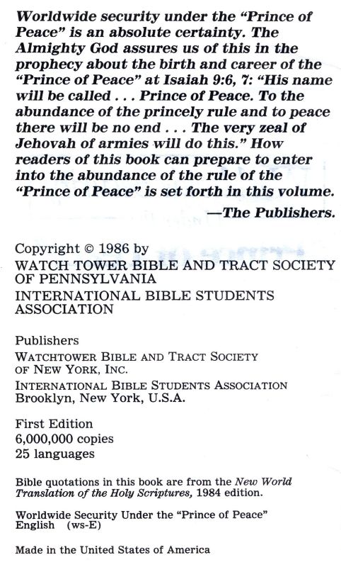 Worldwide Security Under The 'Prince Of Peace'