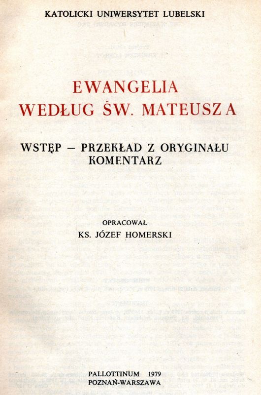 Ewangelia Mateusza KUL