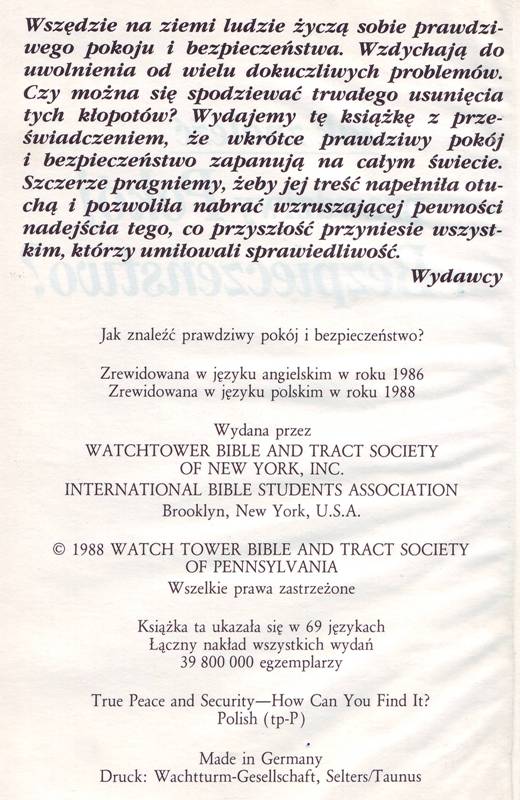 Jak znaleźć prawdziwy Pokój i Bezpieczeństwo