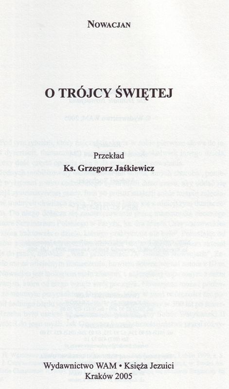 Nowacjan O Trójcy Świętej