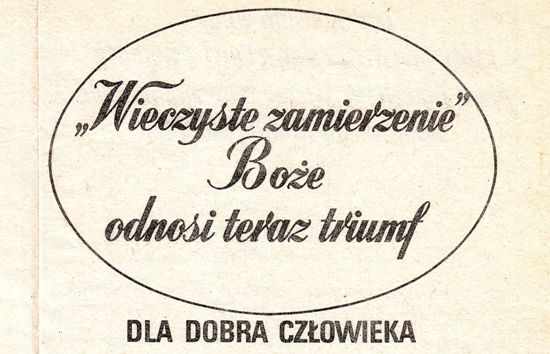Wieczyste zamierzenie Boże odnosi teraz triumf