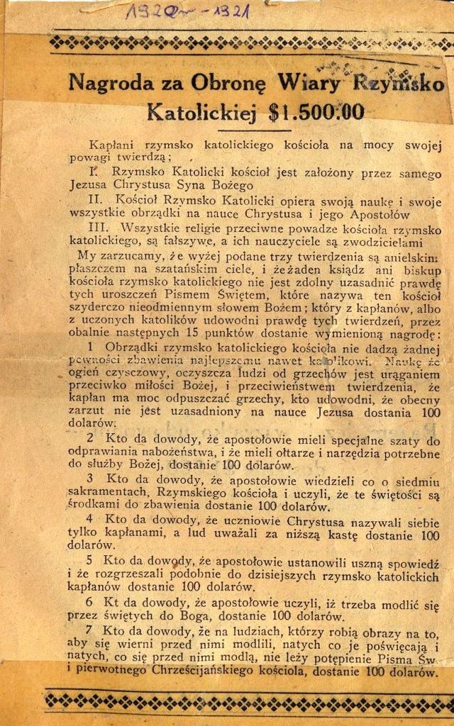 Nagroda za obronę wiary rzymskokatolickiej